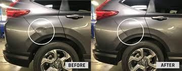 Before and after paintless dent repair comparison at Eastern Auto Works Cambridge MD